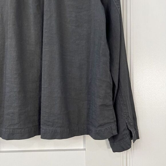 Eileen Fisher Womens Small Black Casual Button Down Shirt Top Linen Italian Yarn - Picture 8 of 12